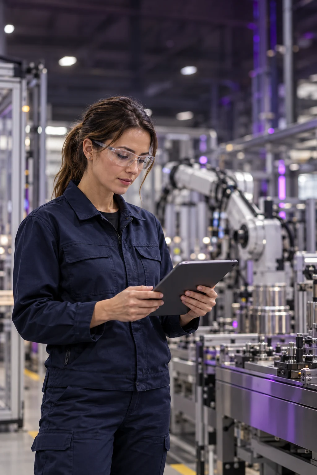 Illustrative image of an engineer working with connected industrial technology